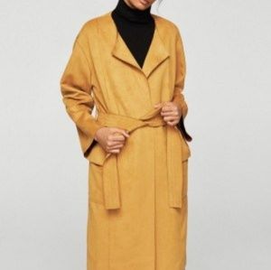 Suede longline trench